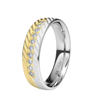 Alianzas de Boda Alianza bicolor de oro de 18K. 5mm 10 Brillantes