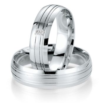 Alianzas de Boda ALIANZA DE ORO BLANCO EN BRILLO Y LINEAS SMART LINE