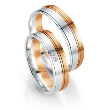 Alianzas de Boda ANILLO DE ORO BLANCO Y ROSA LINEAS SMART LINE