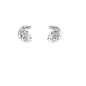 Joyería Infantil Luna y estrellita mate brillo 4*3mm Oro BL18K