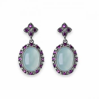 Día de la madre Pendientes plata zirconitas y calcedonia