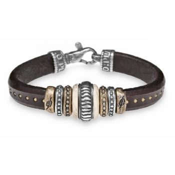 Día de la madre Pulsera plata bronce resina y cuero
