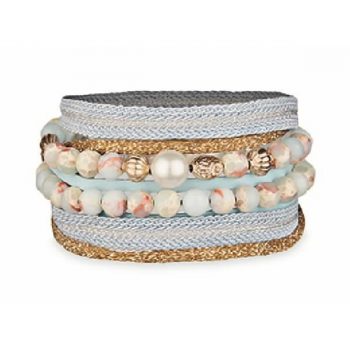 Día de la madre Pulsera plata, jaspe, perla y textil Día de la madre Pulsera plata, jaspe, perla y textil