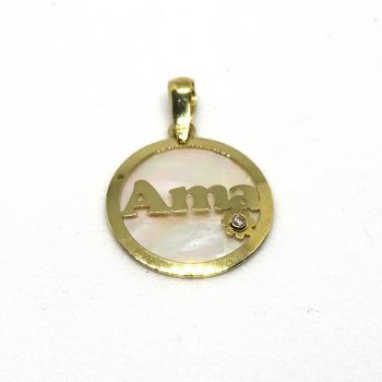 Firma joyas Colgante de nácar y oro nombre Ama 18KT