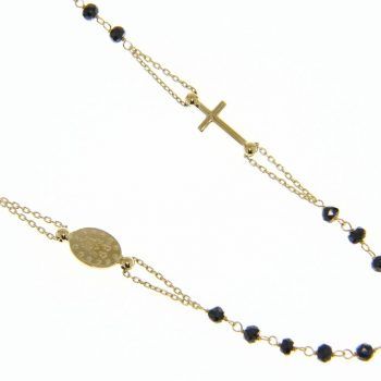 JOYAS COLLAR DE ROSARIO ORO AMARILLO 45cm ÓNIX 171966