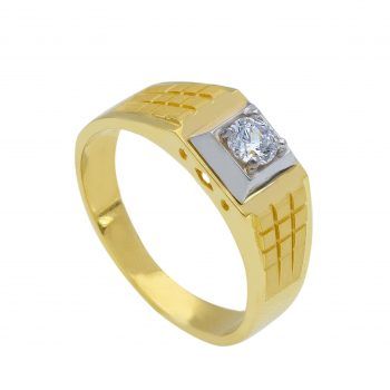JOYAS ANILLO SOLITARIO oro amarillo y blanco CIRCONIA CÚBICA 120398