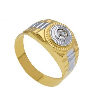 JOYAS ANILLO SOLITARIO oro amarillo y blanco FODERATO 4,2g 211661