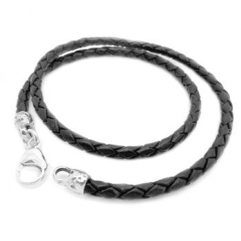 Firma joyas Cordón de cuero negro trenzado La Perionda 0910