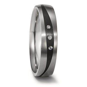 Alianzas de Boda Anillo Titanio-Carbono diamantes
