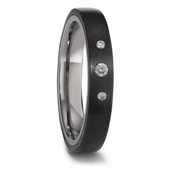 Alianzas de Boda Anillo Titanio-Carbono con diamantes
