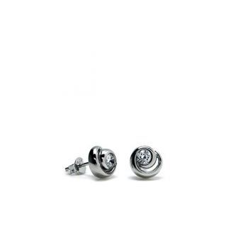 Firma joyas Pendientes botón diseño espiral con centro de circonita