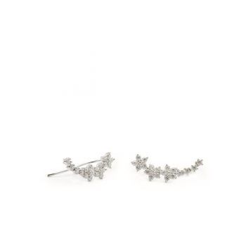 Lineargent Pendientes trepadores de plata con motivo de flor con circonitas