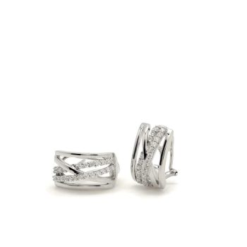 Firma joyas Pendientes cierre omega diseño entrelazado con carril de circonitas