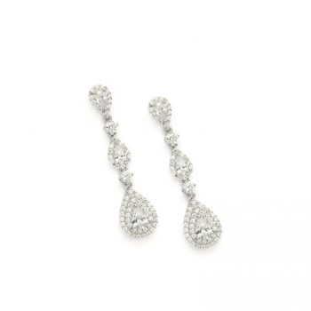 Lineargent Pendientes largos novia en diferentes tallas con circonitas