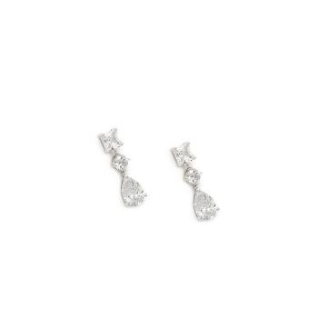 Lineargent Pendientes de novia pequeños clásicos con garras