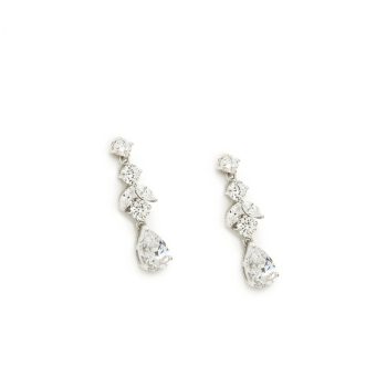 Lineargent Pendientes de novia pequeños festivos con diseño floral