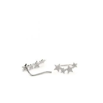 Firma joyas Pendientes trepadores de plata con motivo de estrellas con circonitas