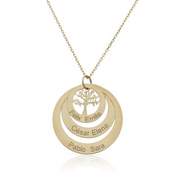 Colgantes GARGANTILLA ORO 18KL 3 CIRCULOS + ARBOL DE LA VIDA – 25MM Ref. G1122