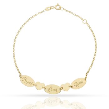 JOYAS PULSERA ORO 18KL CHAPAS + CORAZONES Ref. PU1432