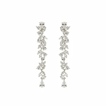 Firmas de moda Pendientes largos novia diseño floral con cuarzos adamantinos 18125-A