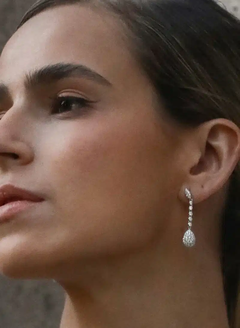 Firmas de moda Pendientes novia swarovski diseño colgante con circonita Firmas de moda Pendientes novia swarovski diseño colgante con circonita