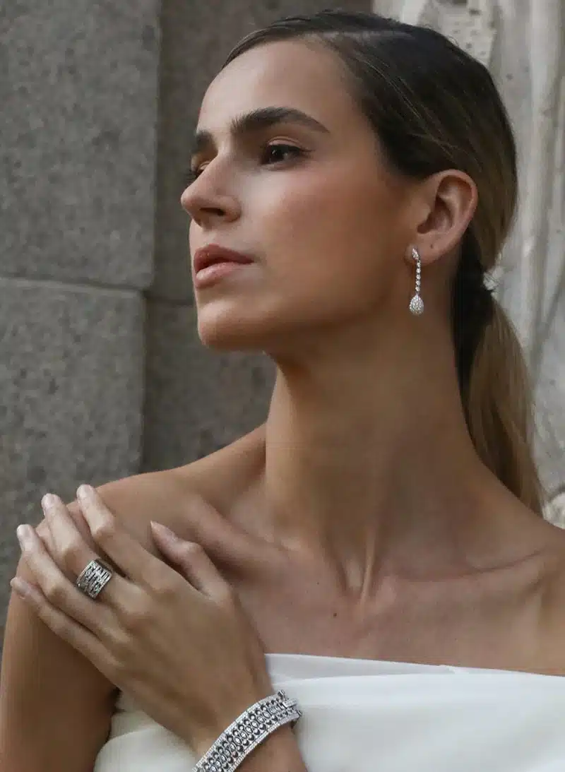 Firmas de moda Pendientes novia swarovski diseño colgante con circonita Firmas de moda Pendientes novia swarovski diseño colgante con circonita