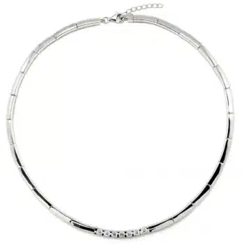 Firma joyas Collares fiesta de plata marco de circonita central
