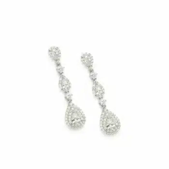 Firma joyas Pendientes largos novia en diferentes tallas con circonitas