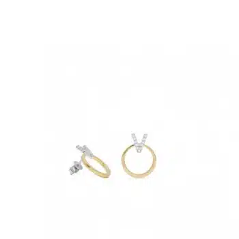 Firma joyas Pendientes bicolor diseño circular con circonitas