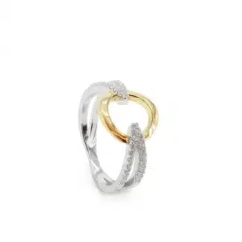 Firma joyas Anillos bicolor diseño circular con circonitas laterales