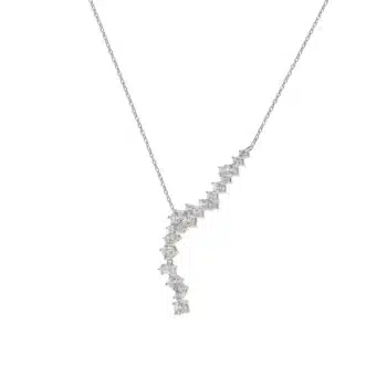 Firma joyas Colgante brillante de plata diseño cascada estilo novia