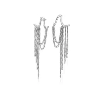 Firma joyas Pendientes largos diseño de cortina de cadenas