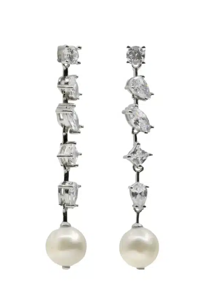 comprar pendientes largos boda perlas